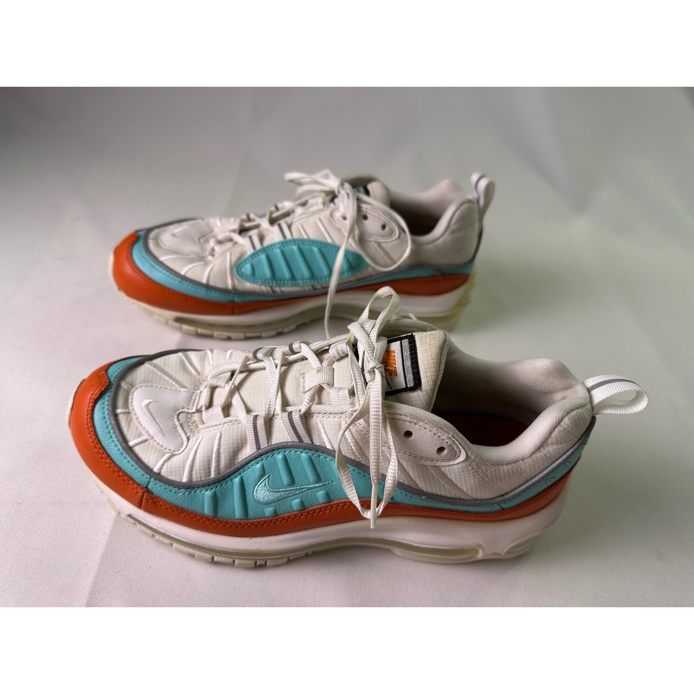 Nike Air Max 98 Women Size 9 AT6640-801 White Orange‎ Teal Sneakers